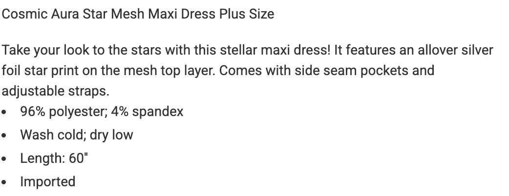 Star Mesh Maxi Dress Hot Topic Size 3 #72