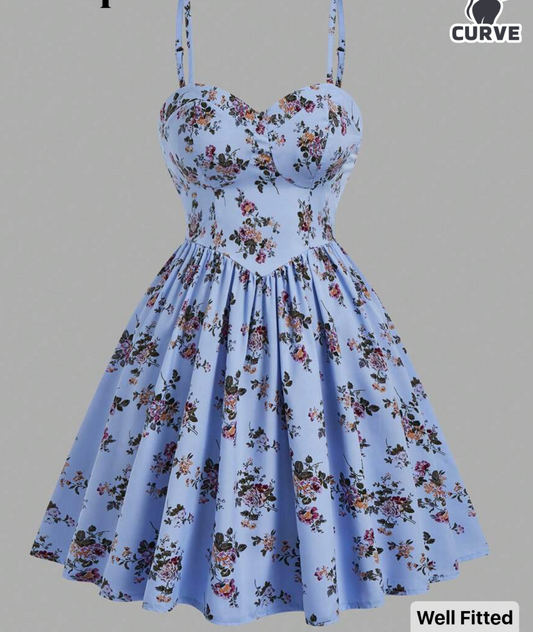 Blue Floral Dress Shein #79