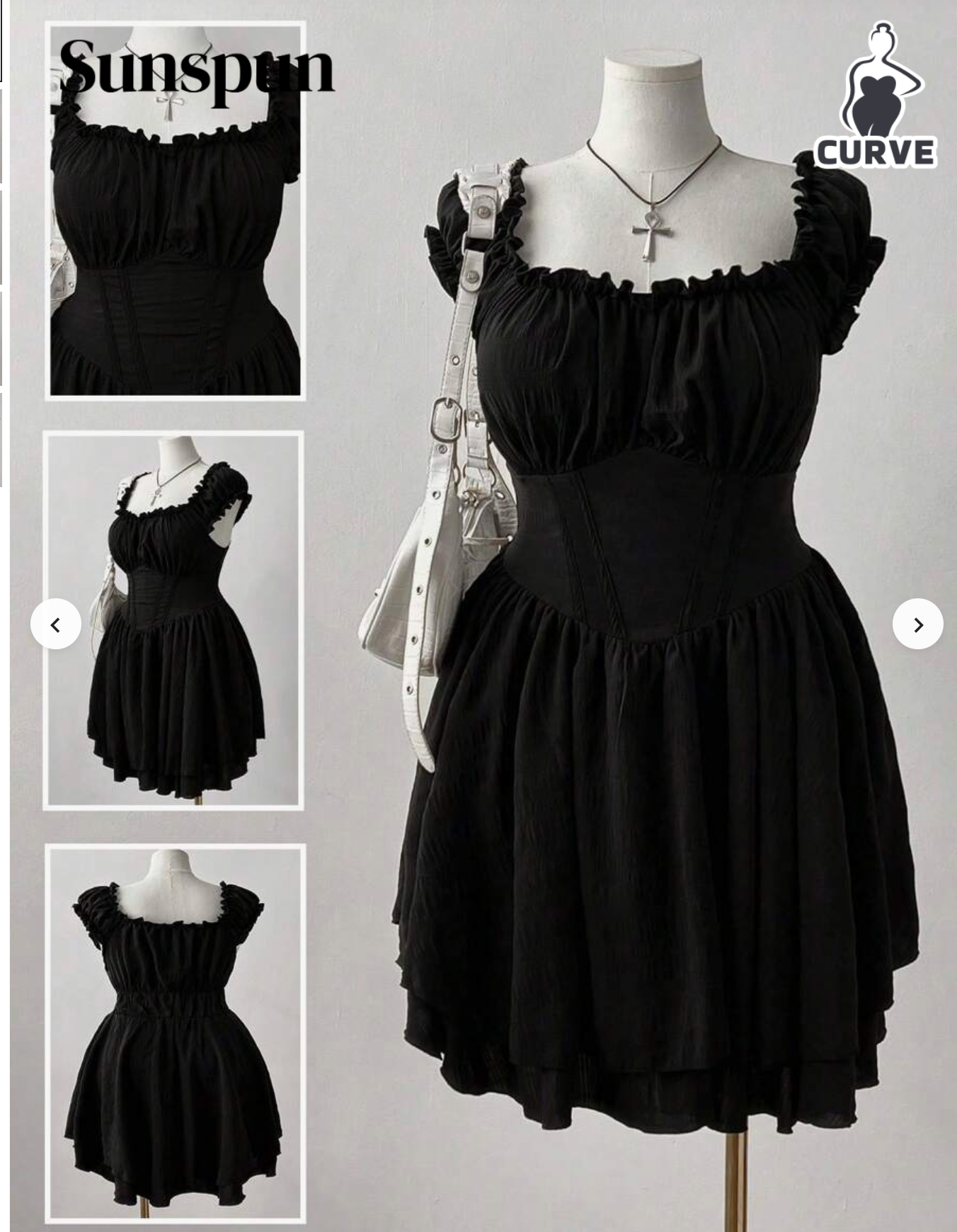 Black Milkmaid Style Dress - Sunspun Size 2XL #81