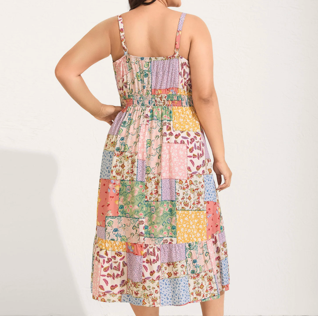 Patchwork Midi Dress Bloomchic Size 2X #83