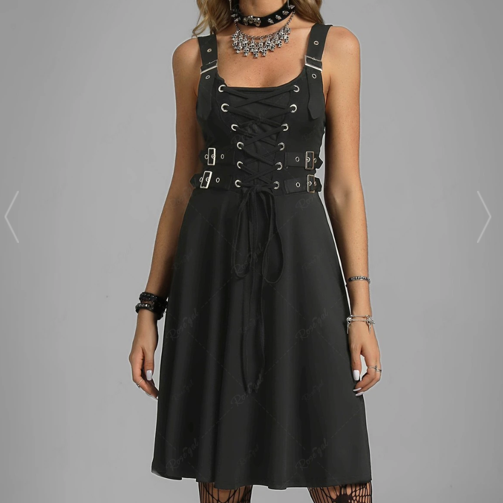 Goth Lace Up Size Buckle Stretch Dress, Rosegal, Size 3X #28