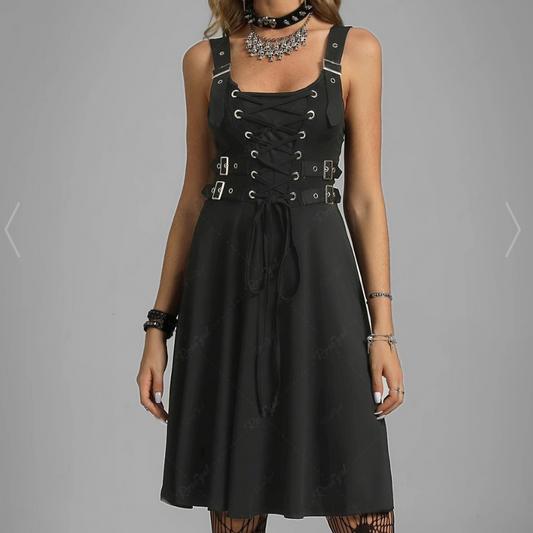 Goth Lace Up Size Buckle Stretch Dress, Rosegal, Size 3X #28