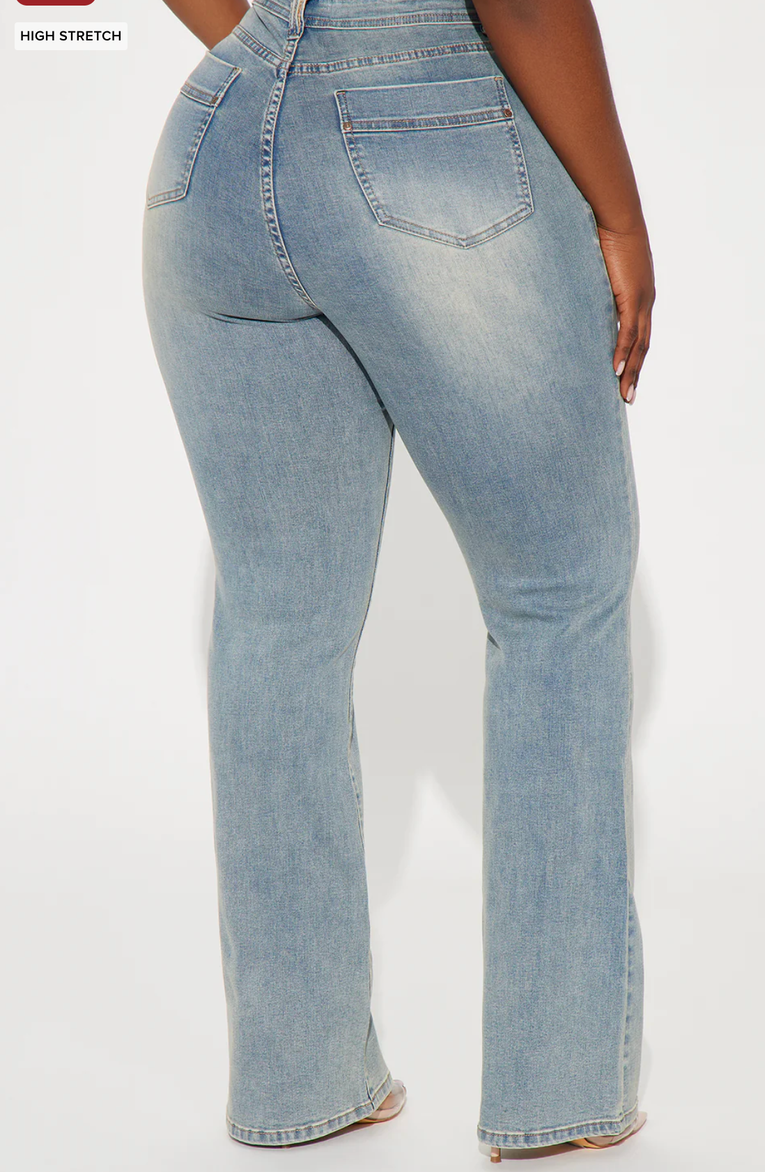 Fashion Nova High Stretch Bootcut Jeans, Vintage Wash, Size 22, #42