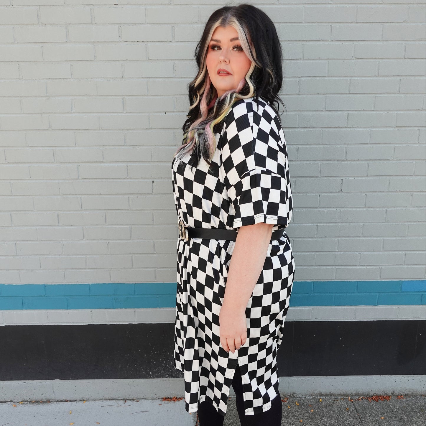 Classic Checker Print Oversized Midi Dress (S-3X)