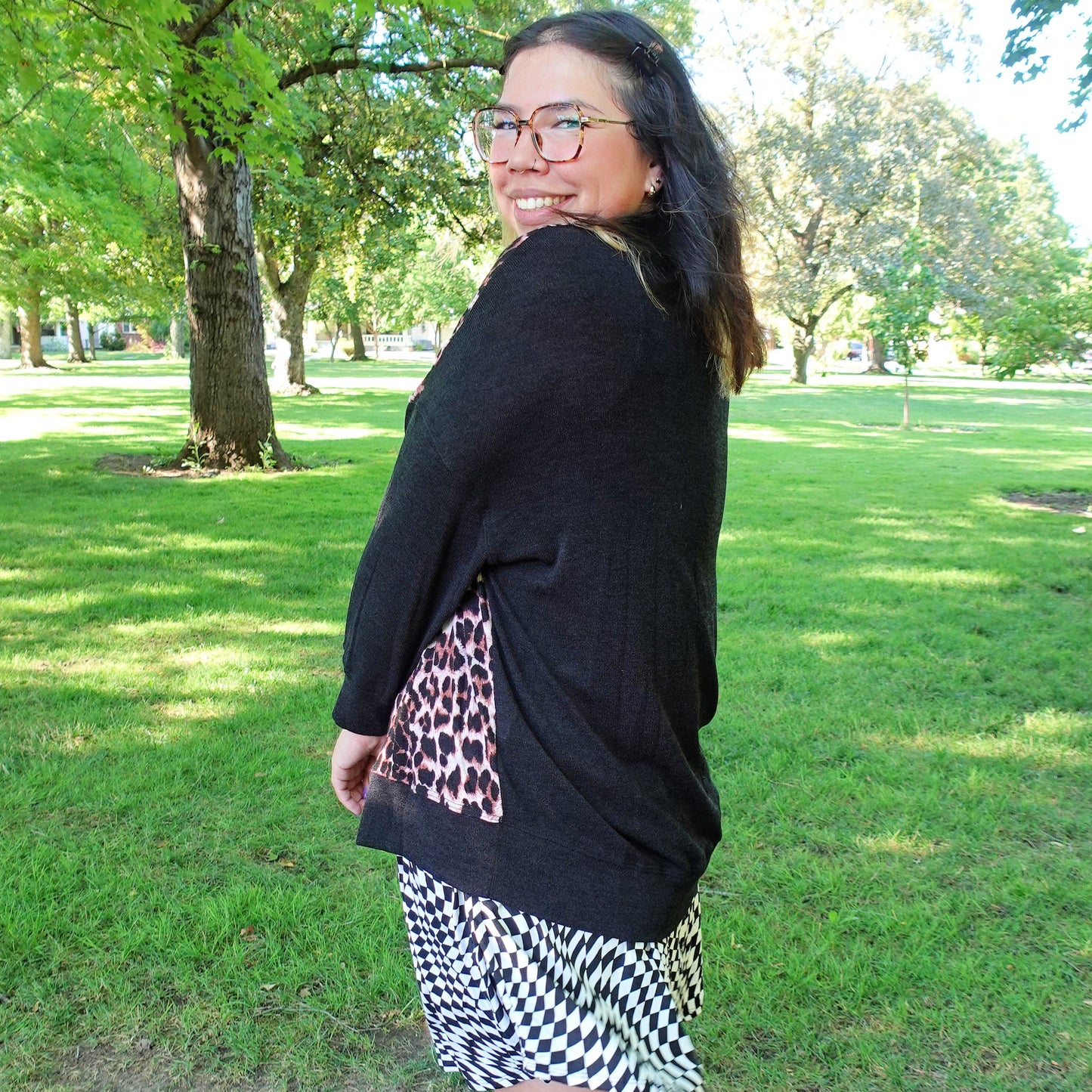 Leopard Front Cardigan (S-3X)