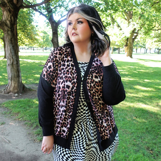 Leopard Front Cardigan (S-3X)